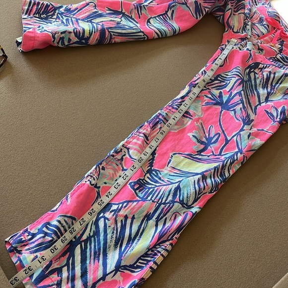 LILLY PULITZER Linen Galley Pants - Tiki Pink Cabana Crazed - 6 - Picture 9 of 13